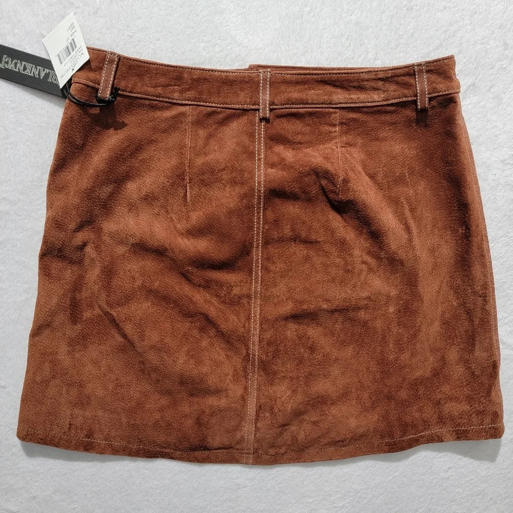 NWT Blank NYC Suede Leather Mini Skirt Pockets Dried Tobacco Brown Women's 27 - Picture 4 of 10